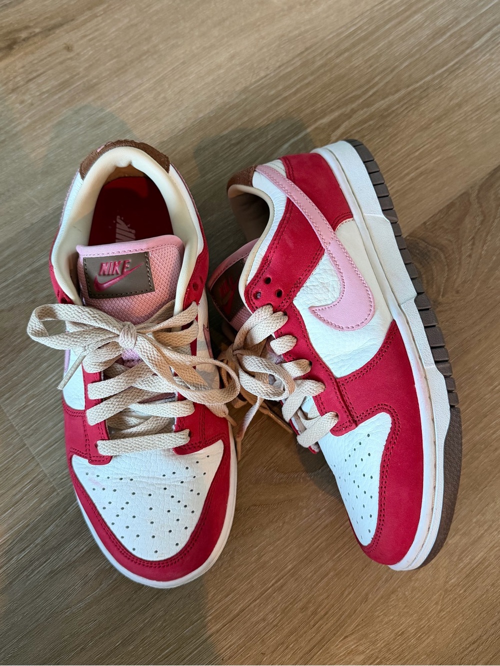 Nike Dunk Low Red, Pink & White Leather Sneakers